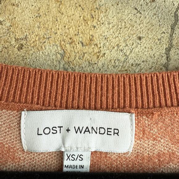 Lost + Wander Floral Knit Midi Dress XS/S Rust Pink Cottagecore Boho Chic - Picture 3 of 8